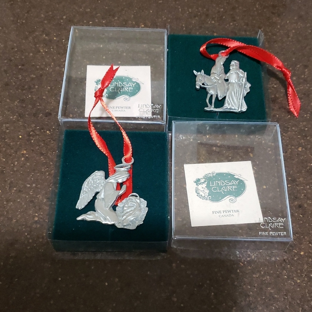 Lindsay Claire Pewter Christmas Ornaments Vintage